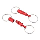 nobrand 2Pcs/Set Quick Release Keychain Pull-Apart Removable Keyring with Two Heavy Duty Split Rings Key Accessories (Red)