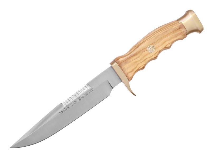 LO TRINCO YO Muela Cuchillo RANGER-14.OL hoja de acero MoVa de 14 cm y empuñadura madera de olivo para Caza, Pesca, Supervivencia y Bushcraft