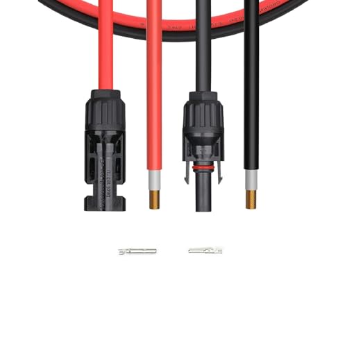 Rallonge solaire PV 4 mm² avec paire de câbles 6m rouge noir et connecteurs