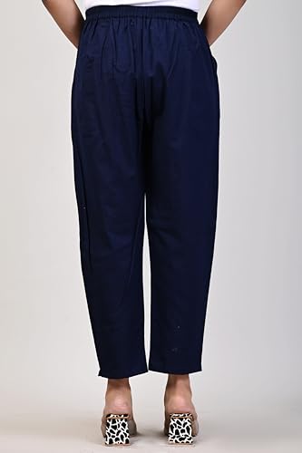 Image of Women Elastic Waist Regular Fit Casual Cotton Trouser Pants