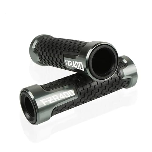 Poignées guidon moto aluminium 22mm bouchons finitions FZR400 gris