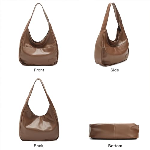 Image of FOXLOVER Sleek PU Hobo Shoulder Bag with Magnetic Closure for Daily Use, Brown