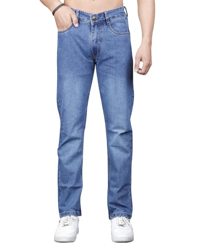 Image of EYEBOGLER Men Men's Jeans Pant Slim Fit Stretchable Casual Wear Mid Rise Cotton Blend Denim