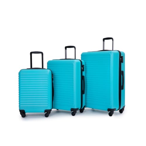 3 Piece Luggage Sets ABS Lightweight Suitcase with Two Hooks, Spinner Wheels, TSA Lock, (20/24/28) (Turquoise)2
