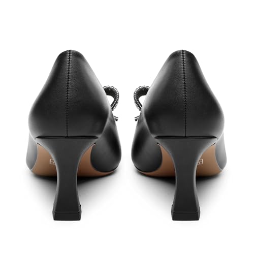 Image of Heels for Women Closed Patent Pointed Toe Bow Pumps Slip on Kitten Low Heels Wedding Party Dress Office Shoes 2.5Inch