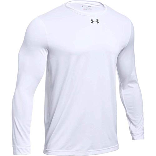 Under Armour Mens UA Locker Long Sleeve T-Shirt (Small, White)