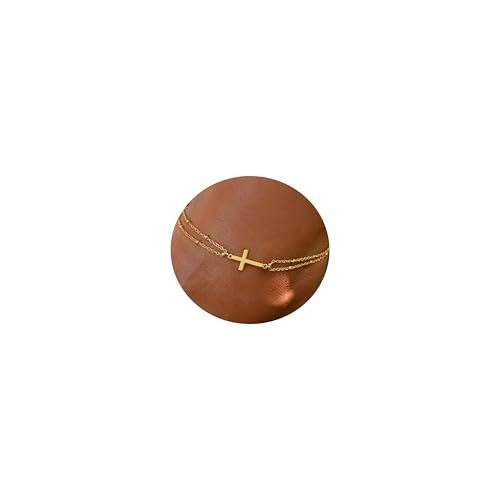 Image of Anklets for Women 14K Gold Plated Anklets Waterproof Ankle Bracelets for Women Silver Ankle Bracelet Layered Cross Satellite Bowknot Flower Pearl Beach Anklets Cute Jewelry Gift