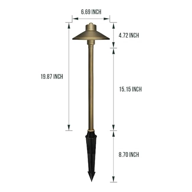 GKOLED Landscape Path Lights China Hat Path Lighting, 6.7 Shade, 20 Tall, 3W 2700K
