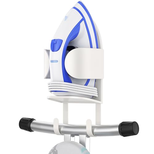 TJ.MOREE Metal Iron Holder Wall Mount - Iron Board Hook, Laundry Rooms (White)