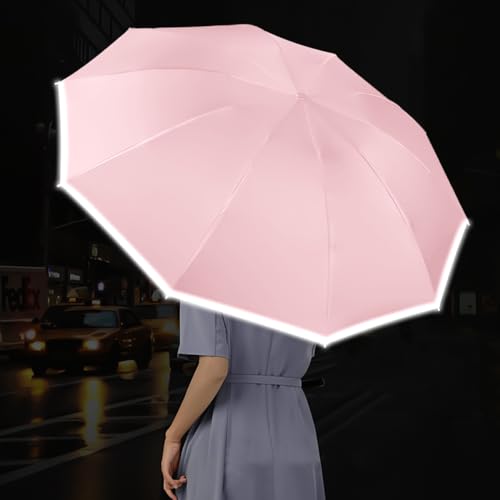 Guarda Chuva Automático Rosa 12 Varetas Sombrinha Reforçada Dobrável com Proteção UV