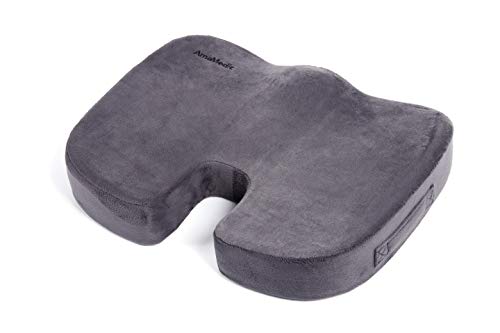 Seat Cushion Memory Foam (Grey)- Comfort Seat Cushion for Office Chair Seat Cushion Breathable Design for Car, Office, Wheelchair, Truck, Gel Seat Pad Cushion