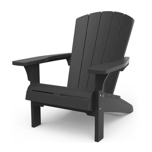 Keter Alpine Adirondack Chair, Outdoor Gartenstuhl aus Kunststoff mit Getränkehalter, grau, wetterfest, amerikanischer Design-Klassiker, für Garten, Terrasse und Balkon, 93 x 81 x 96,5 cm Keter Alpine Adirondack Chair, Outdoor Gartenstuhl aus Kunststoff mit Getränkehalter, grau, wetterfest, amerikanischer Design-Klassiker, für Garten, Terrasse und Balkon, 93 x 81 x 96,5 cm