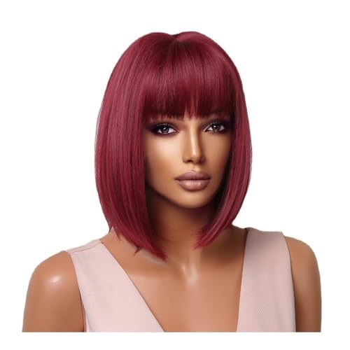 Perruque cheveux humains et fibres bordeaux pour vos soirées et quotidien chic