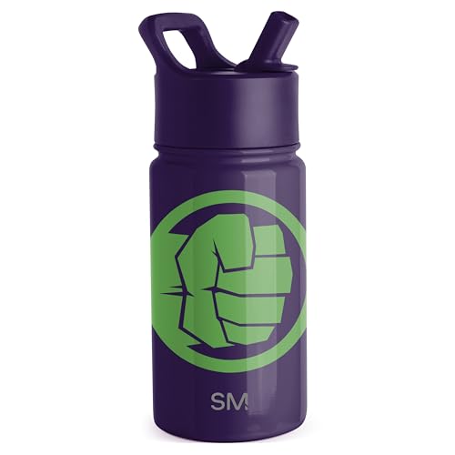 Image of Simple Modern Kids Summit Water Bottle with Straw Lid | Marvel Hulk 14oz Stainless Steel Cup Insulated Tumbler for Toddlers, Boys, School | Hulk Smash