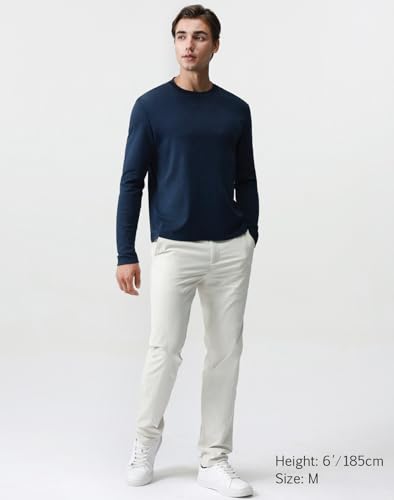 Pure Cotton T Shirts for Men Comfort Long Sleeve Tee Crewneck Jersey Moisture Wicking3