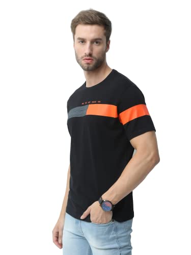 REYA Mens Cotton Printed Half Sleeve Regular fit Round Neck T-Shirt
