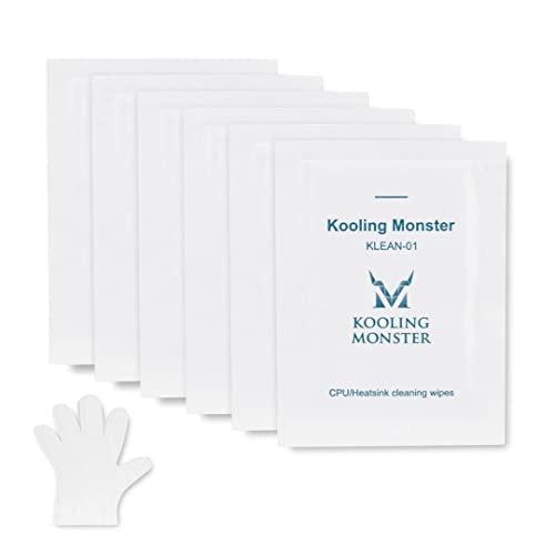 Kooling Monster KLEAN-01, Dissolvant de pâte Thermique (Gants Inclus) 12 x 15 cm, Lingettes de Nettoyage de pâte Thermique, kit de Nettoyage Anti-Graisse (20...