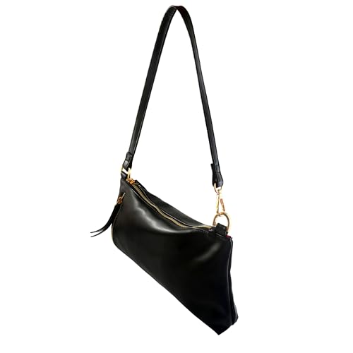 Image of Gaya NIOR Sling to Shoulder Bag, Black, Gold-Tone Chain Strap, Zip Closure, Studded Detail