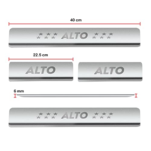 Image of AC Door Sill /Foot Step Stainless Steel Scuff Plate Plates Compatible with Suzuki Alto 800 (Set of 4 Pcs)