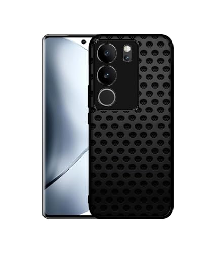 Image of Black Circle Design Premium 2D Printed Metal Back Case Cover for Vivo V29 5G / V29 Pro 5G