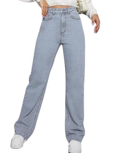 Image of Glossia Denim Baggy Jeans for Women | Stretchable High Waist Straight Fit Jeans for Women | High Rise Stretch Denim | Loose Fit Plus Size Denim (Sizes - 24 to 44) WJ32-1205-$