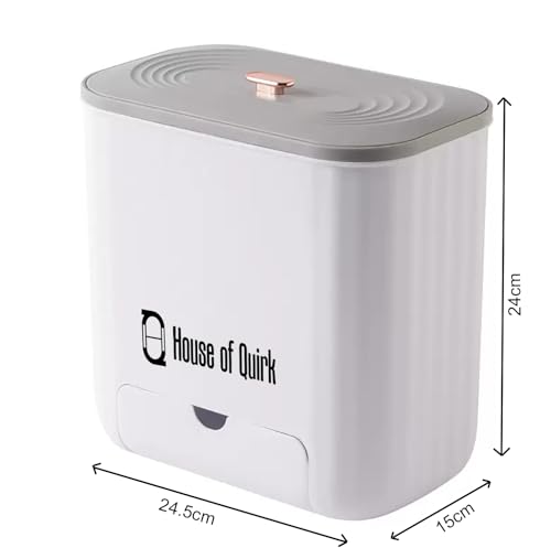 Image of House of Quirk Hanging Kitchen Trash Can With Lid, Open Lid Design, Kitchen Trash Can, Kitchen Cabinet Door Hanging ((White))