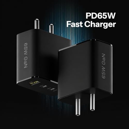Image of AILKIN GaN Charger 65W 3 Port Fast Charger PD Charger 2 USB Type C + 1 USB Wall Charging Adapter Compatible with Nothing Phone 3a Plus 2a Plus 2 CMF Phone 1 Samsung Galaxy S25 S24 iPhone 16 15 | Black