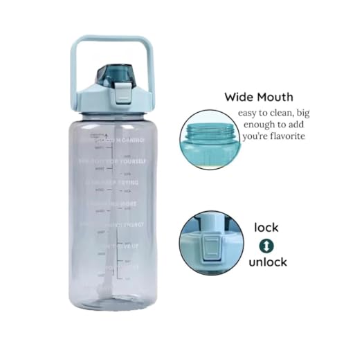 Image of VISBY INDIA Plastic Water Bottle, 2L Capacity, BPA-Free, Airtight, Contemporary Style, Wide Mouth Design for Home, Office, Gym, Travel, Clear Finish, 20cm Height (Green)