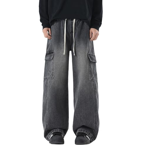 Pantalon cargo en jean homme y2k vintage baggy multipoches décontracté durable style streetwear