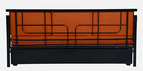 Image of 3 Seater Metal Sofa Cum Bed with Hydraulic Storage | Sofa Set for, Living Room, Guest Room, Bedroom| King Size Convertible Sofa Bed Comfortable Seating |King Size (Rust & Black)