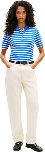 Tommy Hilfiger Damen Poloshirt Kurzarm 1985 Pique Regular Fit, Blau (Breton STP Blue Orbit/Ecru), L – Ansicht 5