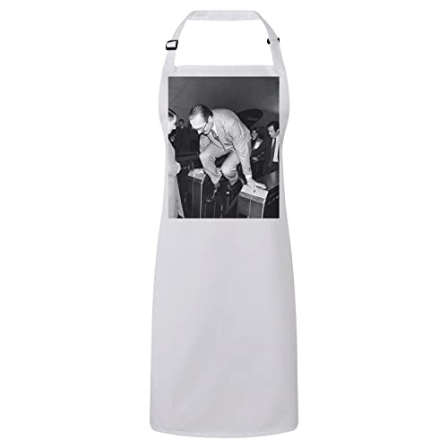 Tablier cuisine blanc Jacques Chirac cadeau vintage swag brodé coton retro