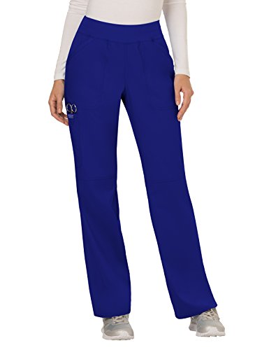 CHEROKEE Women's Mid Rise Straight Leg Pull-on Pant, Galaxy Blue, Large