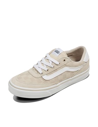 Vans Women's Brooklyn LS Shoe - Low-Top Fashion Sneakers for Casual Wear. Check Textile Oatmeal. 7