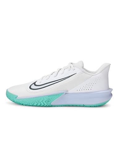 Nike Men's Precision 7 Basketball Shoes, White/Iron Grey-Ghost-Dynamic Turquoise, 4