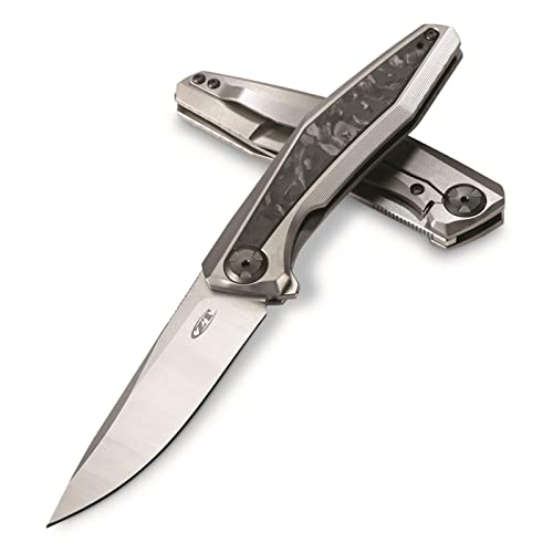 Zero Tolerance Sinkevich KVT Pocketknife; 3.4 Inch CPM 20CV Stainless Steel Blade, Bead Blasted and Machine Satin Finish, KVT Ball-Bearing System, Bead-Blasted Titanium Handle, Made in USA (0470)