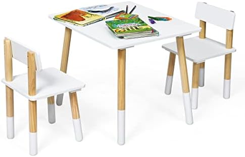 Amazon.com: Costzon Kids Table and Chair Set, Wood Table and Chairs for ...