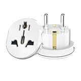 ONGNIUU Adaptador de Enchufe Universal para Viajes España, Compatible con la Mayoría de Países Europeos, 2 Pack - Convertidor de Enchufes USA, UE, UK, Australia, China, Italia, Suiza a Enchufe Alemán