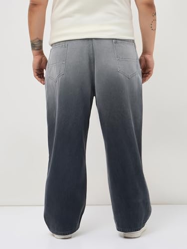 Image of Urbano Plus Men's Loose Baggy Fit Heavy Washed Faded Denim Jeans Non-Stretchable