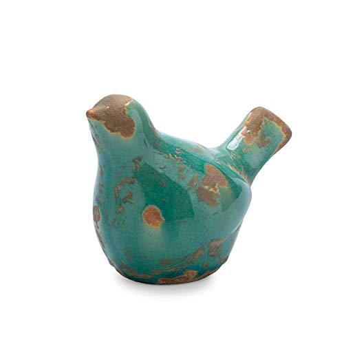 Black Velvet Studio Figura Decorativa Pájaro Cerámica Decorativo Color Turquesa – Moderno Vintage para Hogar Oficina Sala Mesa Modelo Birdy 17 * 9 * 12 cm.