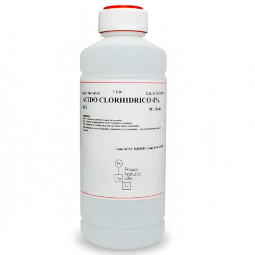 Ácido Clorhídrico al 4% Power Natural Life | Regulador de Ph | Limpiador de Superficies | Envase de 1 Litro