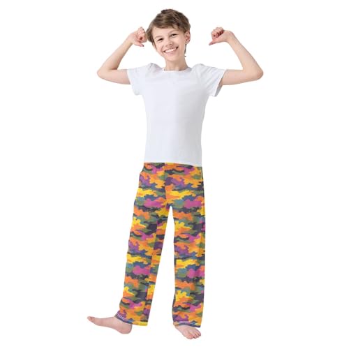 ALAZA Yellow Blue Camouflage Camo Pajama Lounge Pants Long Sleep Pajama Bottoms with Pockets3