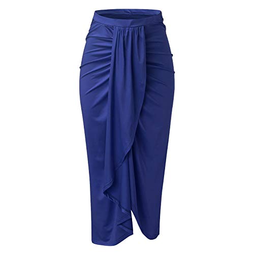 Women's Culottes Midi Skirt Solid Versatile Women's Summer Skirt A Line Long Skirt High Waist Casual Skirts for A Line Umbrella Skirt Costume Elastic Blue - Image 3