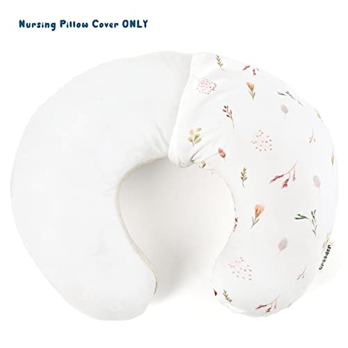 Image of GRSSDER Nursing Pillow Cover Stretchy Minky Removable Nursing Covers for Breastfeeding Pillows, Ultra Soft Comfortable Slipcover for Boy and Girls, Pretty Watercolor Rose Flora, Orange Pink