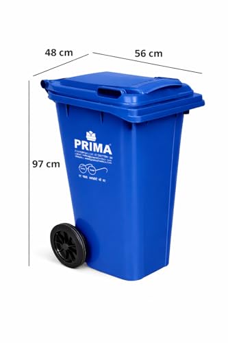 Image of Prima Plastic Manual-Lift Garbage Waste Dustbin with Wheels 120 Ltr Blue