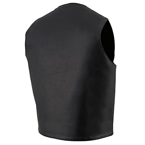 Image of Milwaukee Leather Men's Premium Leather Western Style V-Neck Motorcycle Rider Vest with Front Snap Closure |LKM|ML|SH
