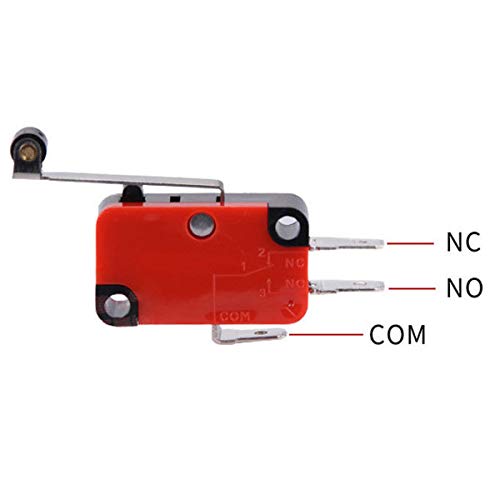 Hiletgo 3-01-1191 10Pcs V-156-1C25 Lead Limit Switch Spdt Switch Silver Base Contact Roller Swing thumb #5