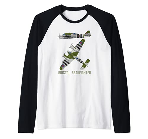 Bristol Beaufighter British WW2 Plane Airplane Raglan Baseball Tee, Black