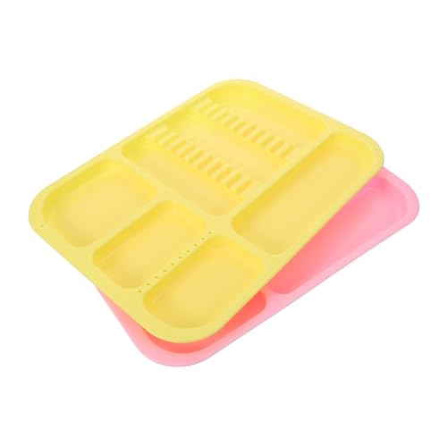 MUCKLILY 2pcs Compartment Tray Divided Instrument Tray Tool Plate Tray Portable Procedure Tray De-ntal Instruments Tray Tray Lab Plate Divided Separate Tray Divided Tray Plastic Pp