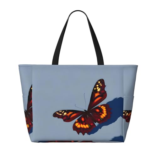Beautiful Butterflies Large Beach Tote Bag Women Beach Tote Bag For Pool Gym Grocery Travel With Multiple Pocket2